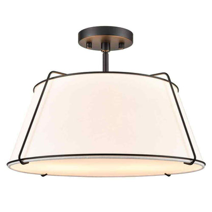 Light Society Lise 2-Light Black/White Pendant with Fabric Shade LS-C556-BLK