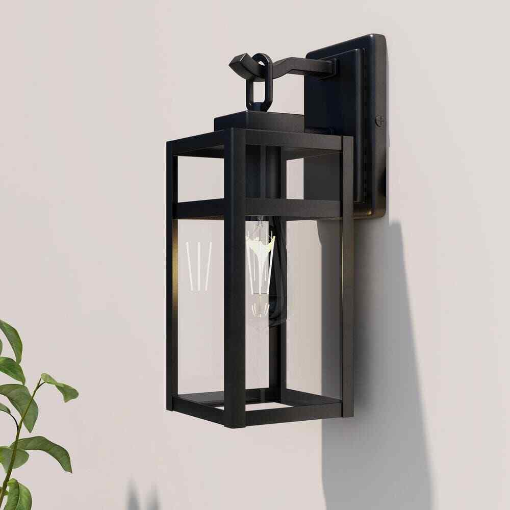 Pia Ricco Outdoor Wall Light 1-Light Black Exterior Wall Sconce Light Fixture