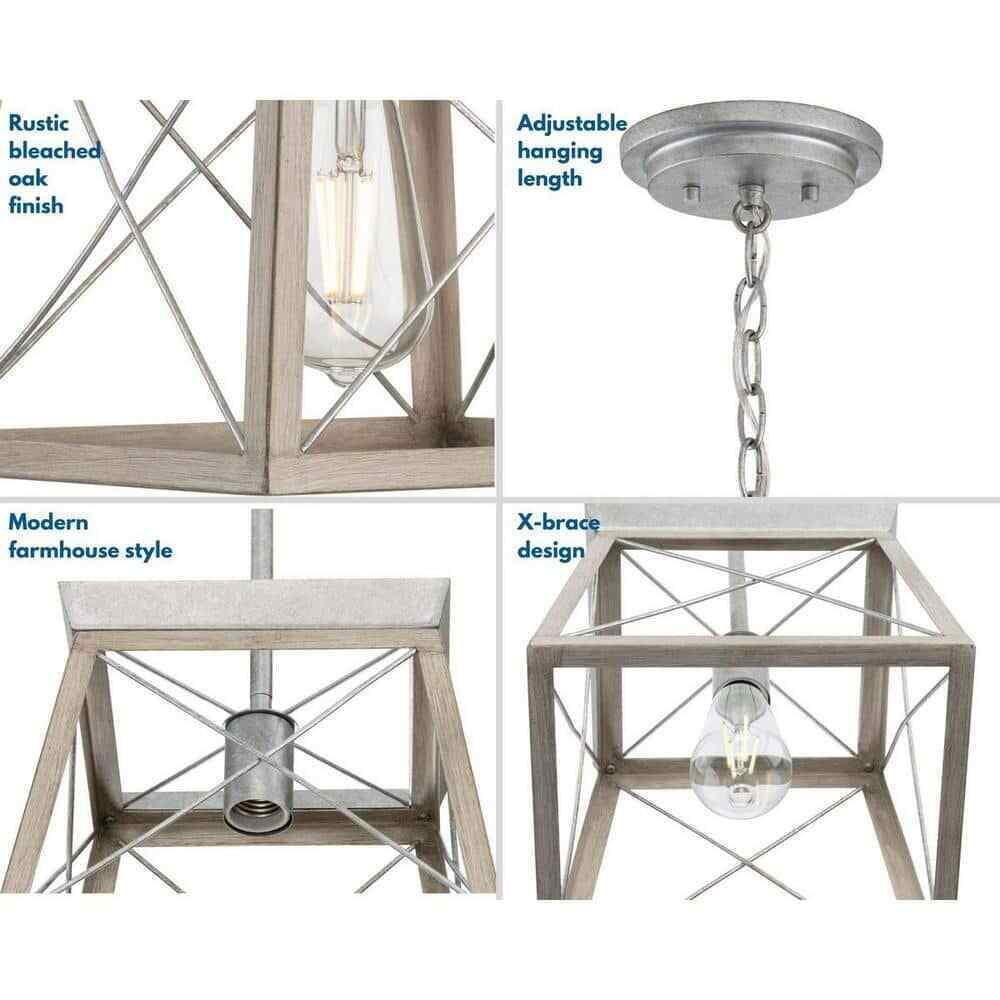 Progress Lighting Briarwood 1-Light Bleached Oak Kitchen Mini-Pendant Hanging