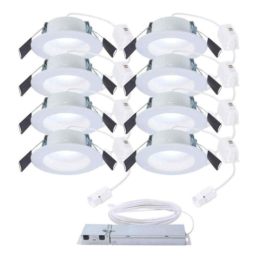 HALO QuickLink, 4 in. 2700K-5000K LED Recessed Light Baffle Trim White 8-Pack