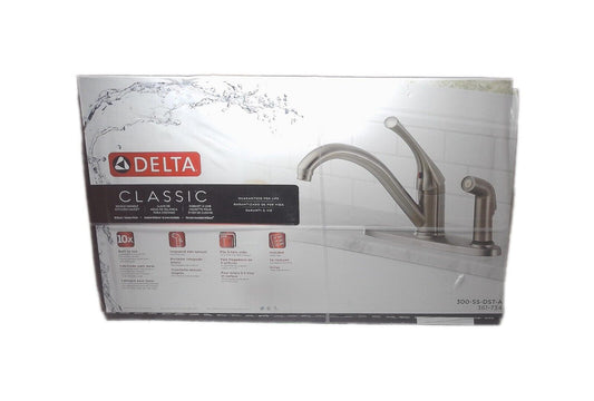 Delta Classic Single-Handle Standard Kitchen Faucet w/ Side Sprayer in Stainless