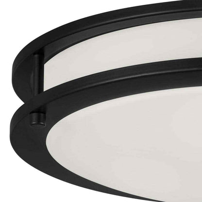 Flaxmere 14 in. Bronze Dimmable Flush Mount Ceiling Light w/ Frosted White Glass