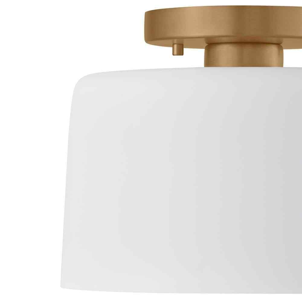 Home Decorators Collection 10 in. 1-Light Matte White and Gold Semi-Flush Mount