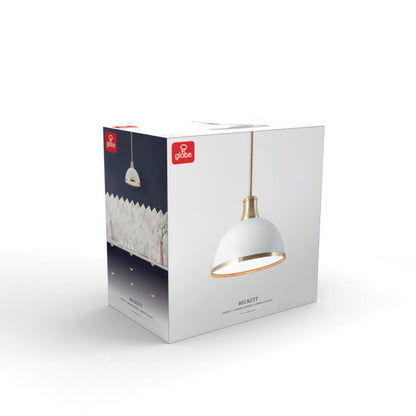 Globe Electric Beckett 1-Light Matte White Pendant Light with Metal Shade