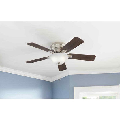 Hampton Bay Hawkins III 44 in. LED Indoor Brushed Nickel Flush Mount Ceiling Fan