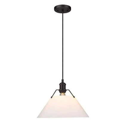 Golden Lighting Orwell Matte Black Standard Pendant Light with Opal Glass Shade