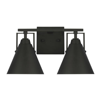 Home Decorators Insdale Matte Black Modern Vanity Light w/ Black Metal Shades