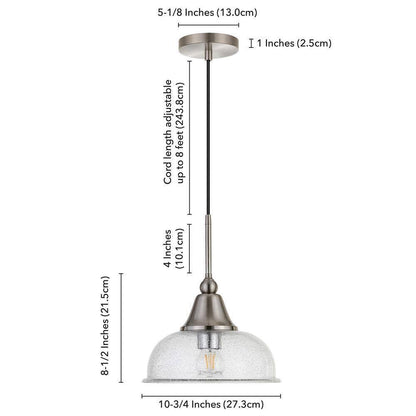 Meyer&Cross Magnolia 1-Light Brushed Nickel Single Pendant w/ Seeded Glass Shade
