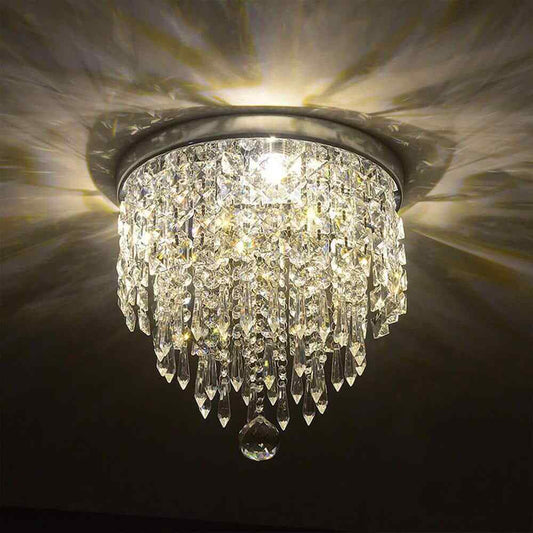 Merra 8.7 in. 3-Light Chrome Flush Mount��Chandelier��Light with K9 Crystals