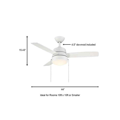 Hampton Bay Caprice 44 in. Integrated LED Indoor Matte White Ceiling Fan