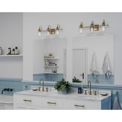Progress Lighting Aiken 3-Light Vintage Brass Clear Glass Bath Vanity Light