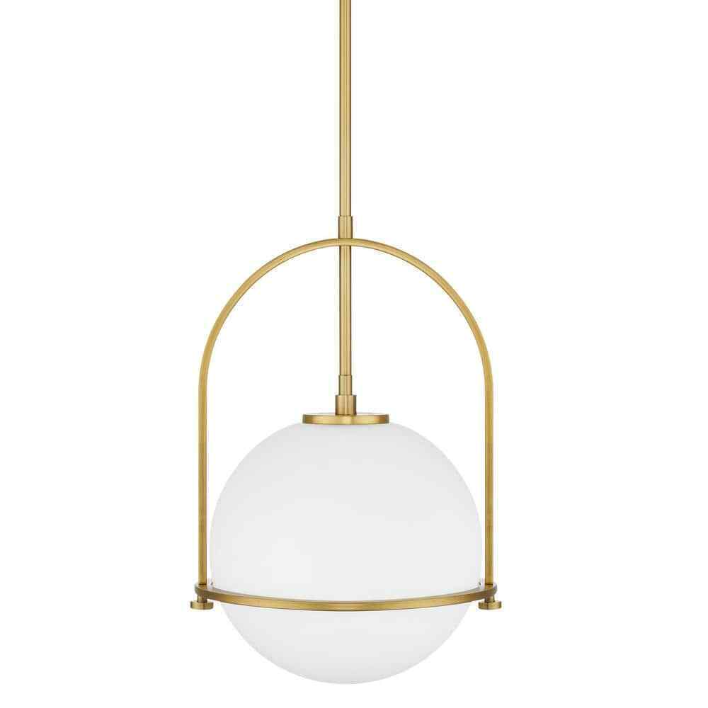 Home Decorators Owens 1-Light Gold Pendant Light Fixture w/ Globe Glass Shade