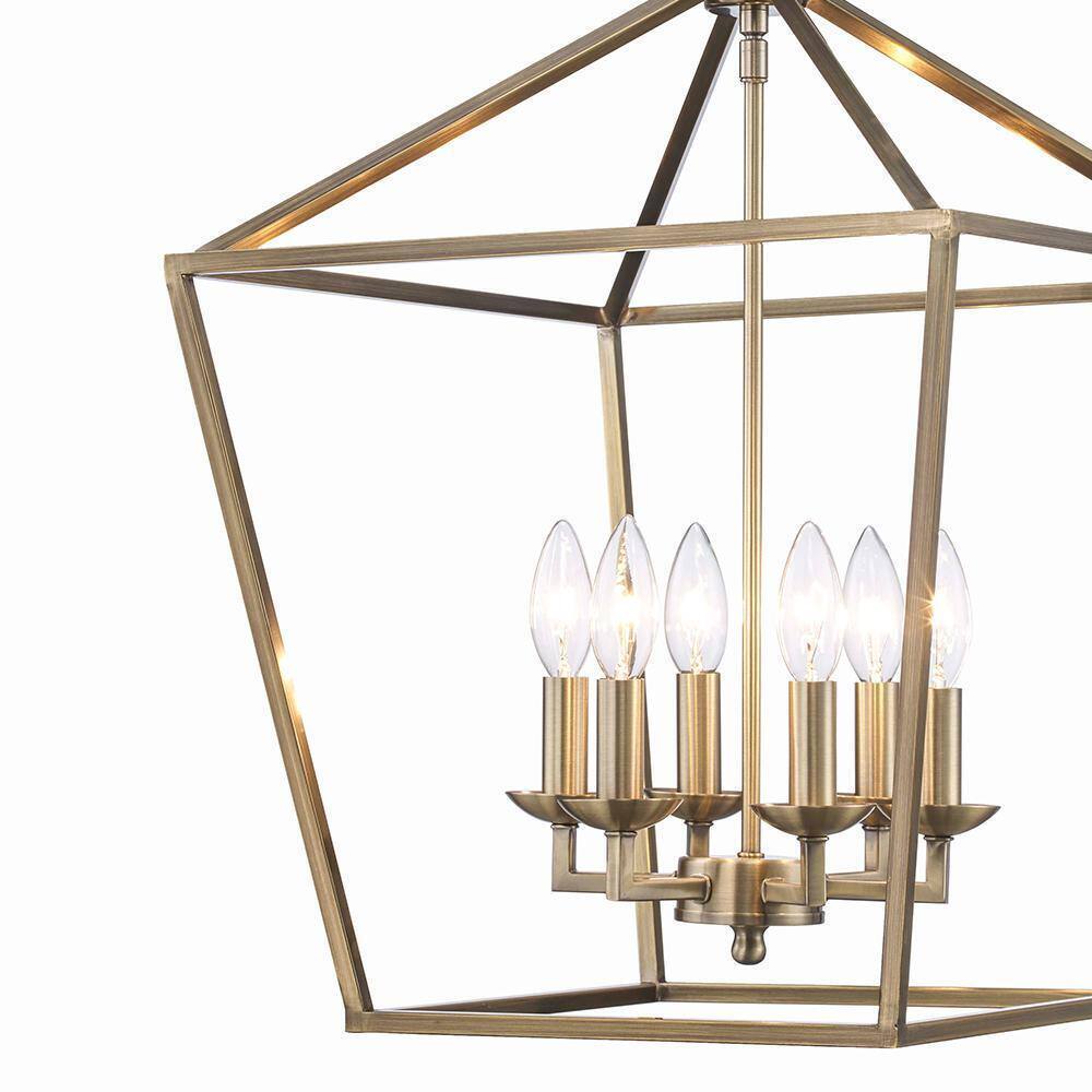 Home Decorators Weyburn 6-Light Brushed Brass Farmhouse Chandelier Light Fixture