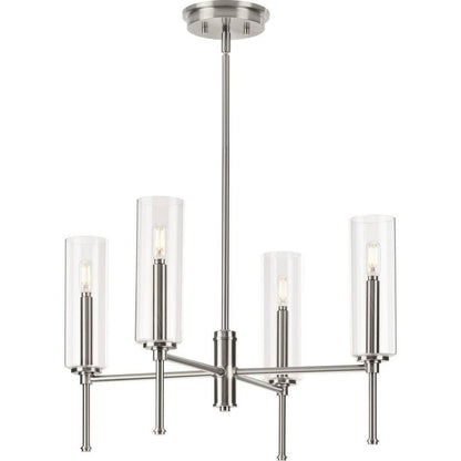Progress Lighting Elara 22.87 in. 4-Light Dining Room Brushed Nickel Chandelier