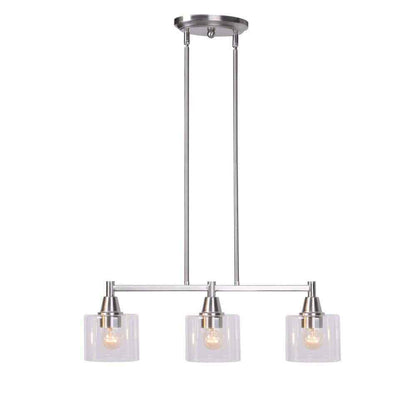 Hampton Bay Oron 3-Light Brushed Nickel Linear Island Pendant Hanging Light