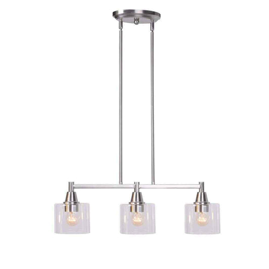 Hampton Bay Oron 3-Light Brushed Nickel Linear Island Pendant Hanging Light