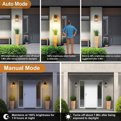 Uolfin Modern Outdoor Wall Light 1-Light Motion Sensor Wall Lantern Sconce 2-Pk