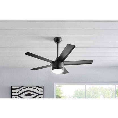 Home Decorators Merwry 48 in. LED Indoor Black Ceiling Fan w/ Light Remote