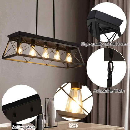 Sunpez Black Rustic Chandelier Modern Hanging Farmhouse Pendant Light Fixture