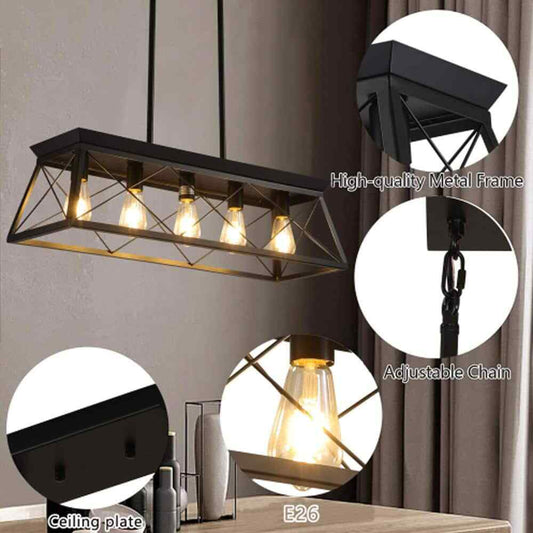 Sunpez Black Rustic Chandelier Modern Hanging Farmhouse Pendant Light Fixture