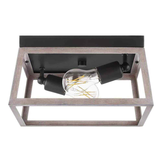 Hampton Bay Burkepoint 2-Light Woodgrain Flush Mount HD-1902-I