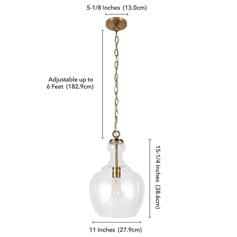 Meyer&Cross Verona 1-Light Brass Pendant with Clear Glass Shade PD0271