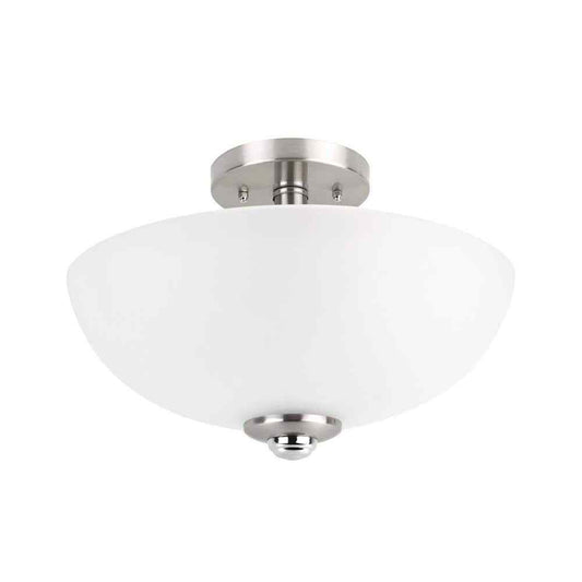 Globe Electric Hudson 2-Light Brushed Nickel w/ Chrome Accents Semi-Flush Mount
