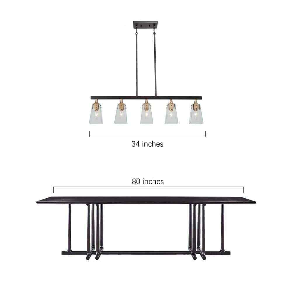 Uolfin Modern Farmhouse Gold Chandelier Black Dining Chandelier w/ Seeded Glass