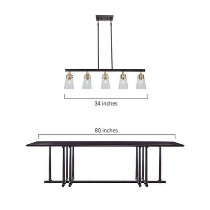 Uolfin Modern Farmhouse Gold Chandelier Black Dining Chandelier w/ Seeded Glass