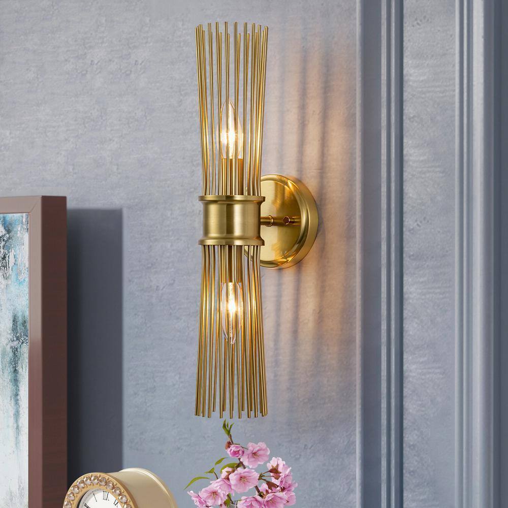 EDISLIVE Aquin 5.12 in. 2-Light Brass Mid-Century Starbust Vanity Light