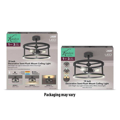 Feit Electric Katalyst 15 in. 3-Light Matte Black Color Selectable CCT LED