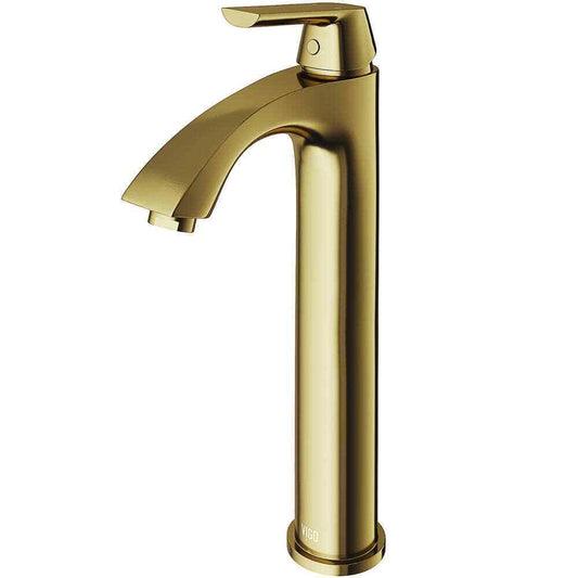 VIGO Linus Single Handle Single-Hole Bathroom Vessel Faucet Matte Brushed Gold