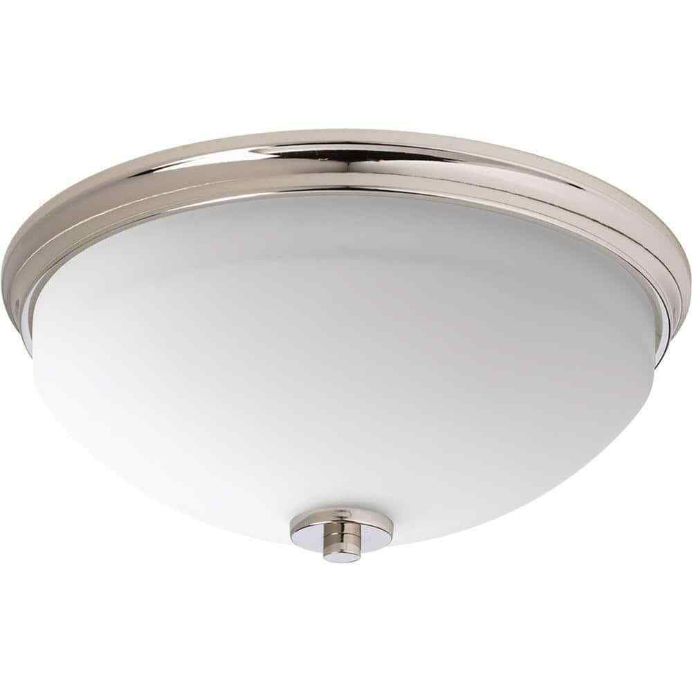 Progress Lighting Replay Polished Nickel Flush Mount w/ Etched White Glass