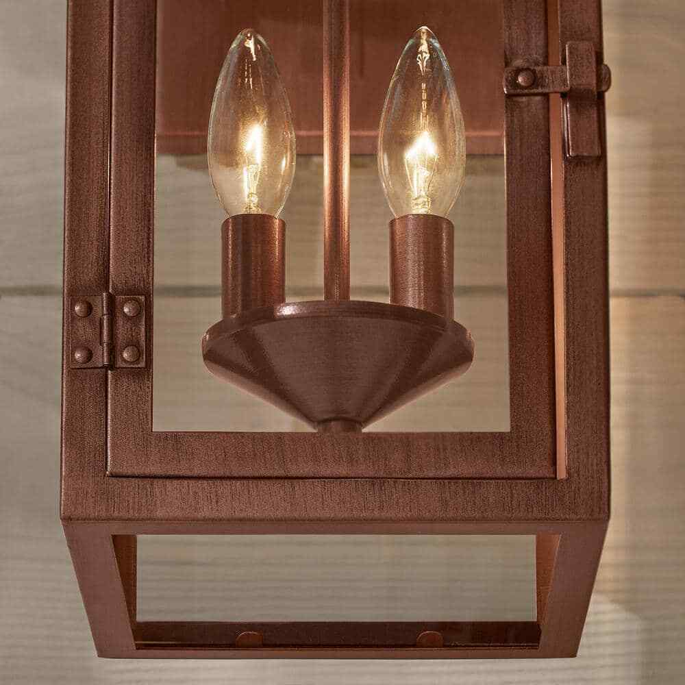 Hampton Bay Flaxton 24 in. Copper Outdoor Barn Wall Lamp w/ Clear Glass Shade