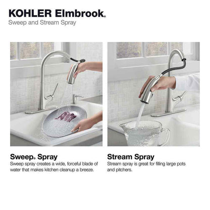 KOHLER Elmbrook Pull-Down Sprayer Kitchen Faucet in Vibrant Stainless