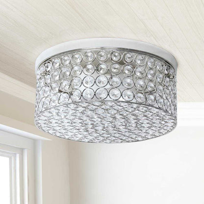12 in. 2-Light Chrome Round Glam Flush Mount