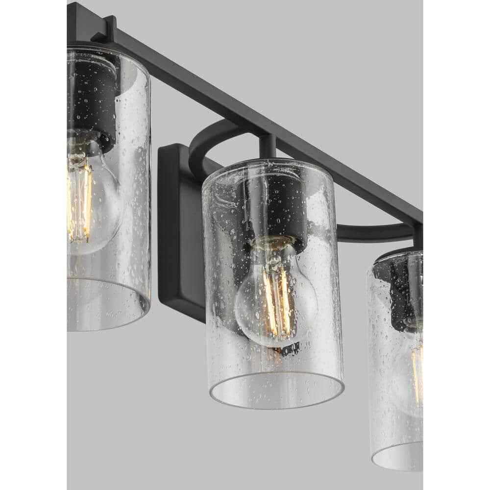 Home Decorators Helenwood 30.75 in. 4-Light Matte Black Bathroom Vanity Light