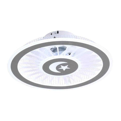 OUKANING 18 in. Gray Modern Simple Style Indoor LED Semi Flush Mount Ceiling Fan