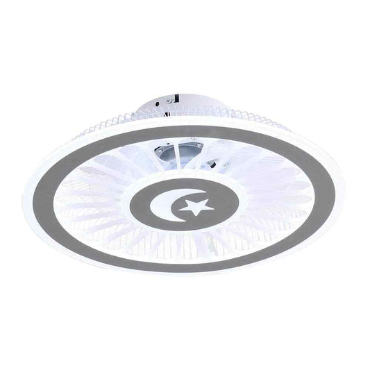 OUKANING 18 in. Gray Modern Simple Style Indoor LED Semi Flush Mount Ceiling Fan