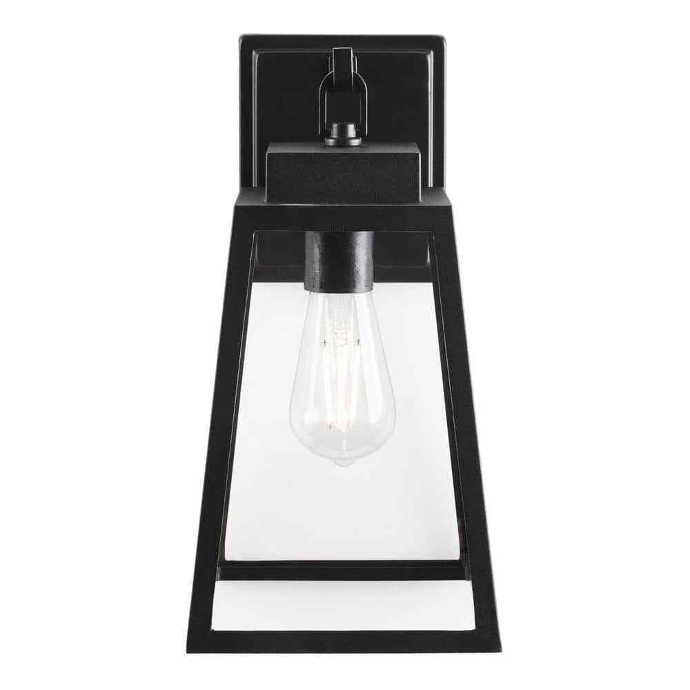 Hampton Bay Corbin Medium 13 in. Modern Black Outdoor Wall Lantern Sconce