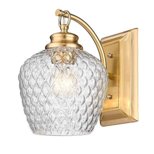 Golden Lighting Adeline Modern Brushed Gold Wall Sconce w/ Clear Glass Shade