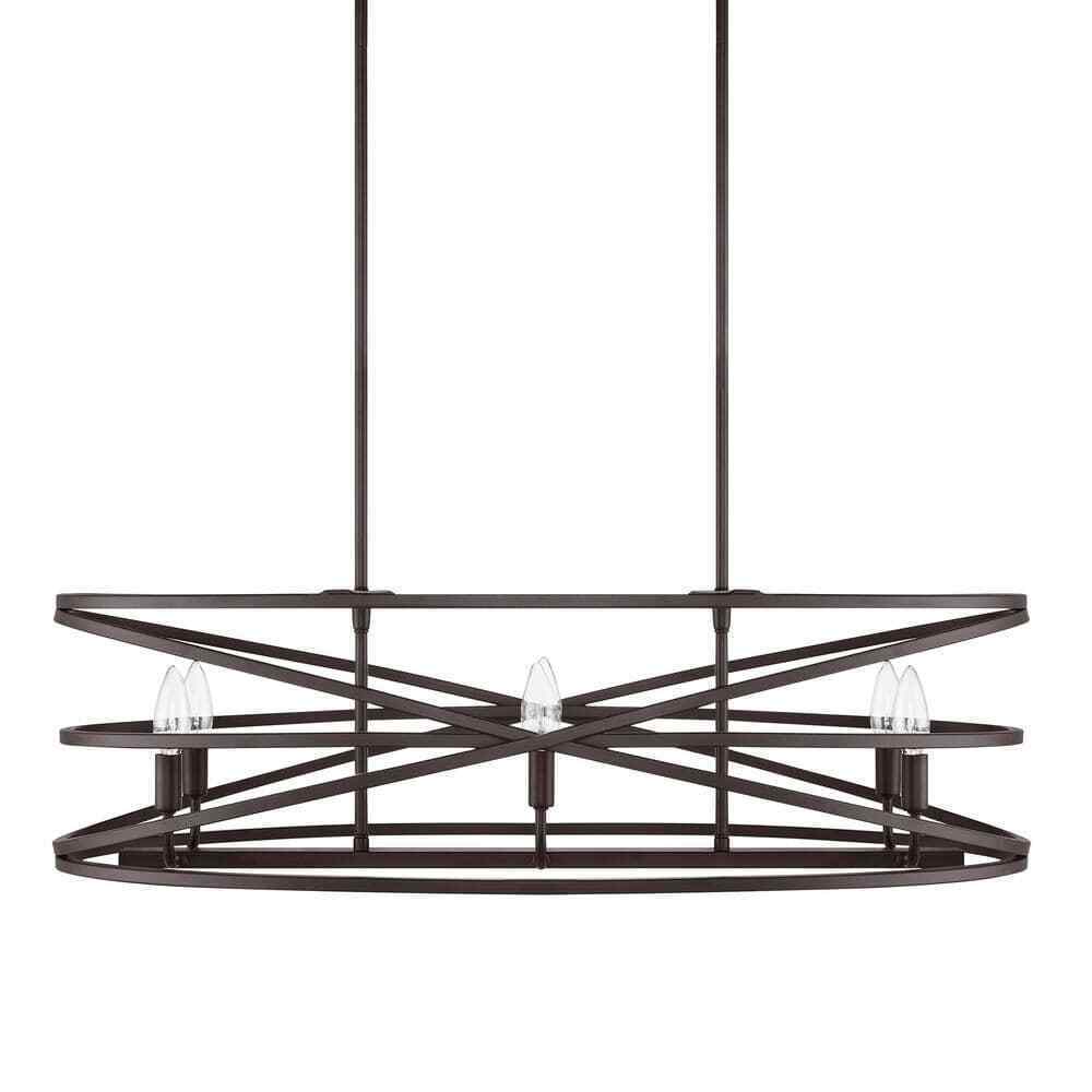 Home Decorators Sarolta Sands Bronze Kitchen Island Light w/ Linear Metal Shade