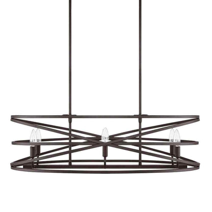 Home Decorators Sarolta Sands Bronze Kitchen Island Light w/ Linear Metal Shade