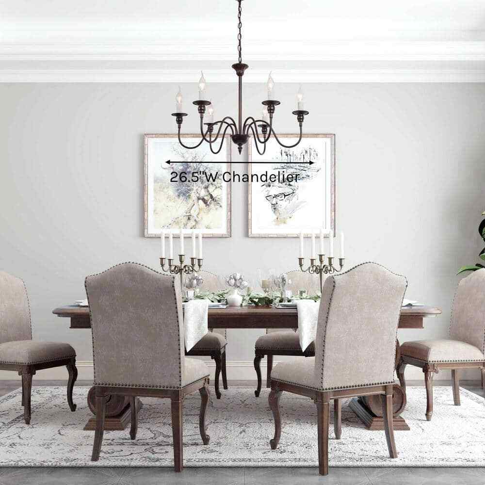 LNC 6-Light Farmhouse Oiled Bronze Candlestick Kitchen Island Chandelier