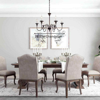 LNC 6-Light Farmhouse Oiled Bronze Candlestick Kitchen Island Chandelier