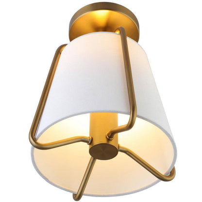 Meyer&Cross Marduk 9.5 in. Brushed Brass Semi Flush Mount with Fabric Shade