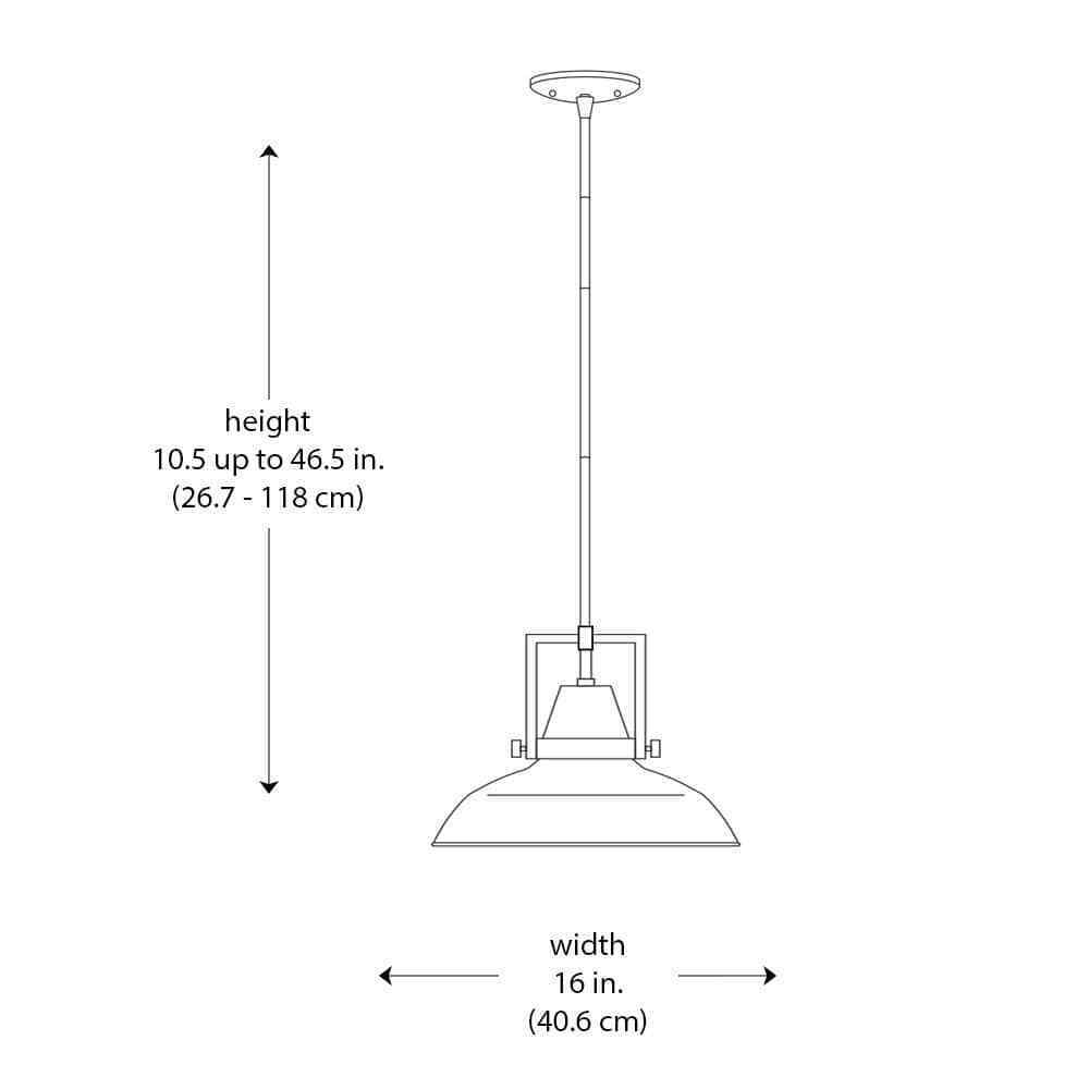 Hampton Bay Wilhelm 16 in. 1-Light Black Industrial Hanging Kitchen Pendant