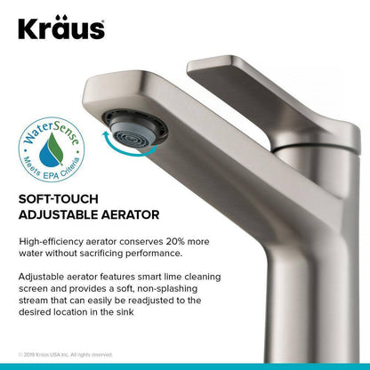 KRAUS Indy Single Hole Single-Handle Basin Bathroom Faucet in