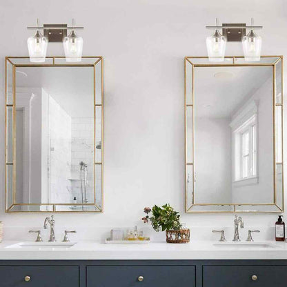 Merra 2-Light Brushed Nickel Wall Sconce Vanity Lights with Glass Shade