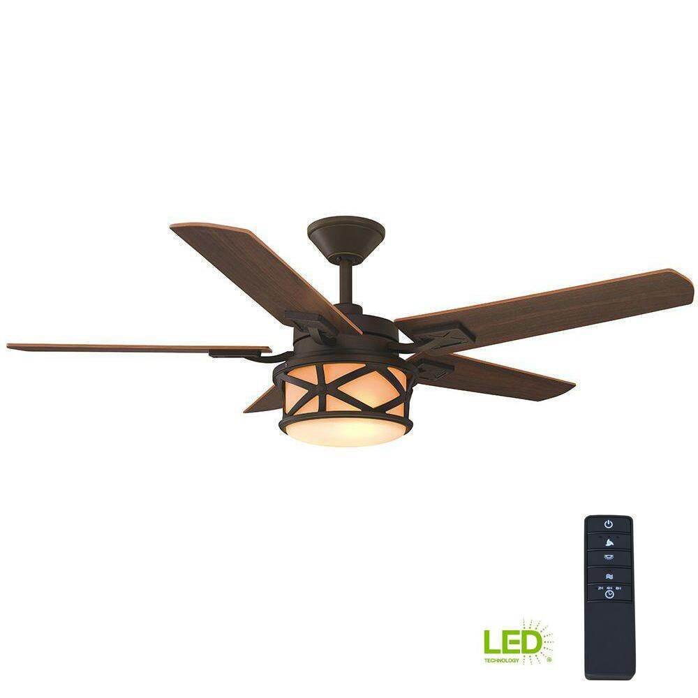Home Decorators Copley 52 in. Indoor/Outdoor LED Bronze Ceiling Fan w Light Kit